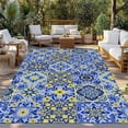thumbnail image 2 of Vintage Boho Outdoor Rug for Patio/Deck/Porch, Non-Slip Large Area Rug 5 x 8 Ft, Middle Century Bohemia Style Patchwork Blue Indoor Outdoor Rugs Washable Area Rugs, Camping Rug Carpet Runner, 2 of 8
