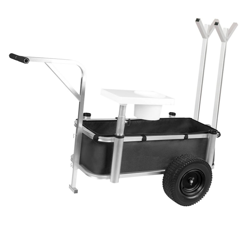 Beach Fishing Cart with Pole, Fish and Marine Carts w/ 300lbs Load  Capacity, with 12 Big Wheels Balloon Tires for Sand, Aluminum Wagon-Rod  Holders 