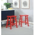 thumbnail image 2 of eHemco Heavy-Duty Solid Wood Saddle Seat Kitchen Counter Height Barstools, 24 Inches, Red, Set of 3, 2 of 5