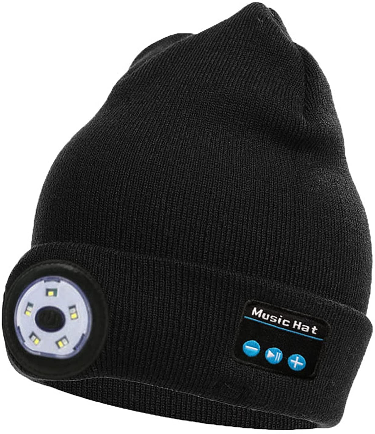 Unisex Bluetooth 5.0 Music Beanie Hat Handsfree Speaker LED Head Lamp Light Hat 