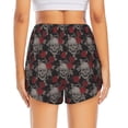 thumbnail image 3 of Picia Skull and Red Roses Pattern Women's 2 in 1 Athletic Running Shorts High Waisted Workout Casual Gym Sweat Shorts with Comfy Liner Zipper Pockets-Medium, 3 of 9