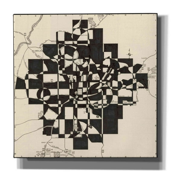 Epic Graffiti 'Modern Map of Atlanta' by Nikki Galapon, Canvas Wall Art, 18"x18"
