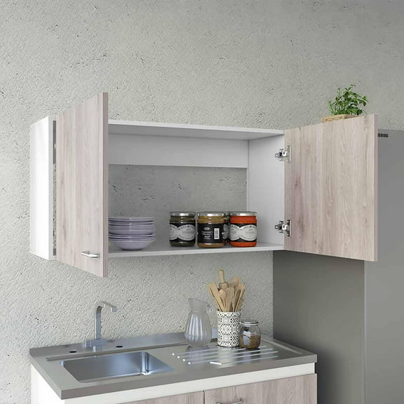 Wooden Cabinets, Wall Cabinet Toran, Two Shelves, Double Door, White / Light Gray Finish, White Living Room Cabinets,Particle Board Cabinets With Doors, Furniture Primary Living Space Cabinets