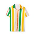 thumbnail image 2 of Camisa de Rayas de Verano Lars Amadeus para Hombre Bloque de Color Rosa Verde Naranja S, 2 of 6