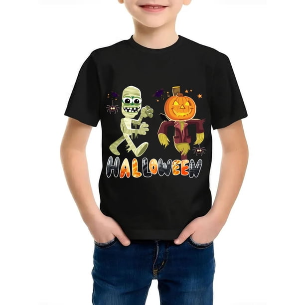Halloween T-shirt - Halloween Mummy Print, Boy's Novel Graphic Design T-shirt, Casual Comfy Tees For Summer, Boy's Clothing Tops For Daily activities