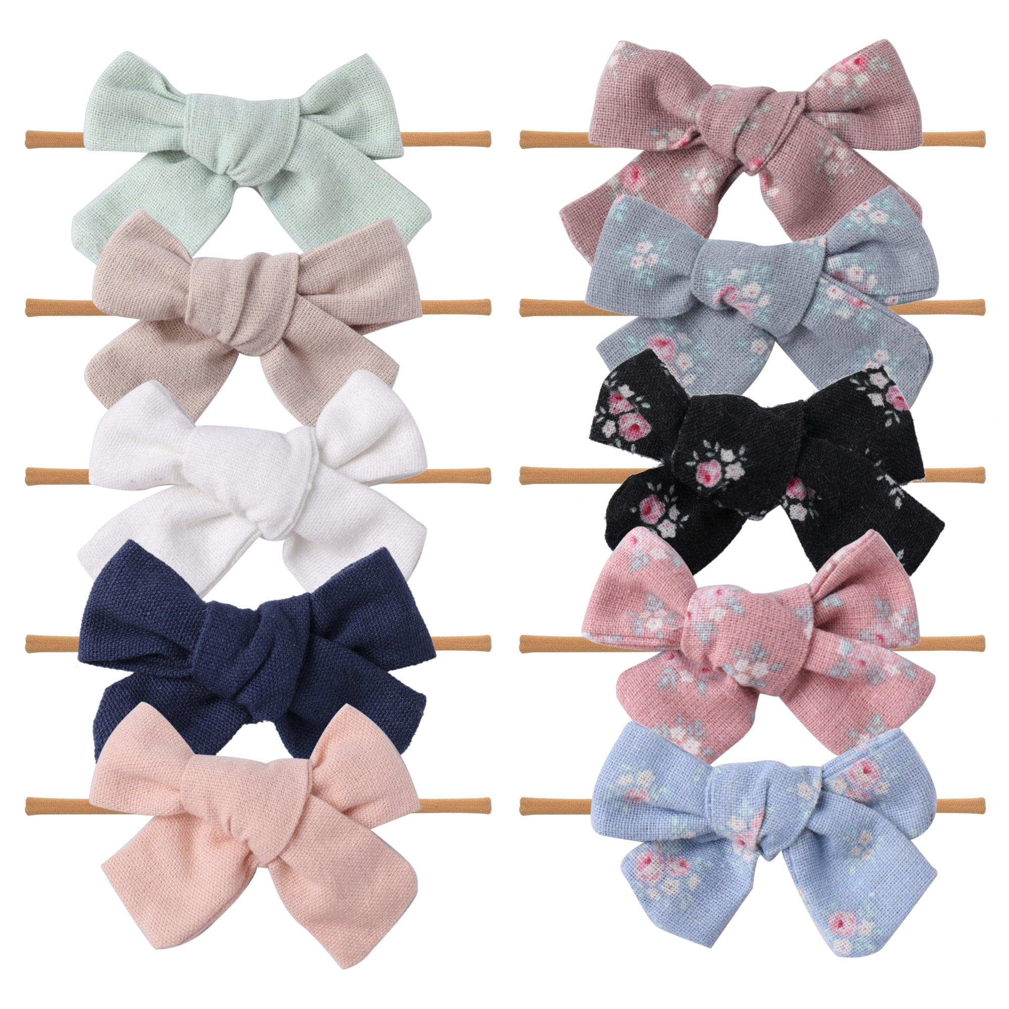 small toddler bow baby fabric hair ribbon with alligator clip or nylon headband newborn hair accessories Linen hair bow for little girls