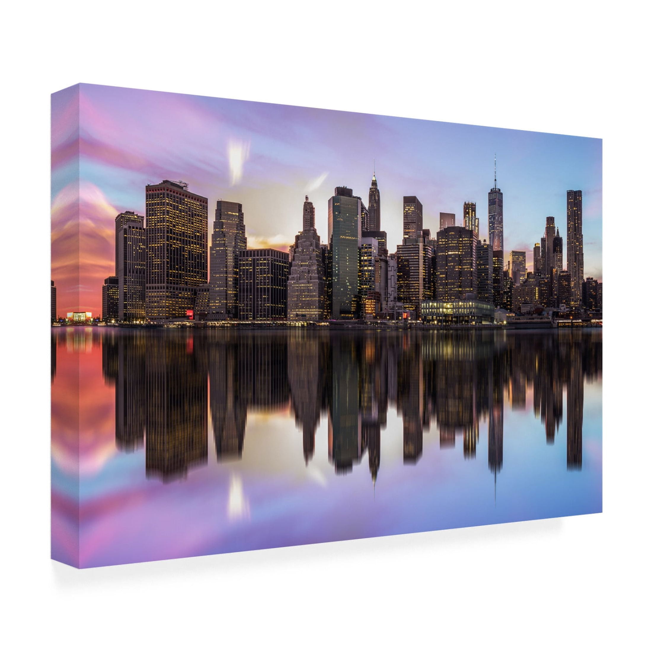 Canvas Wall Art - Rostislav Kralik 'Reflections Of A Sleepless City' Wall Art for Living Room, Bedroom, or Office Décor by Trademark Fine Art - 19 x 12 Inches