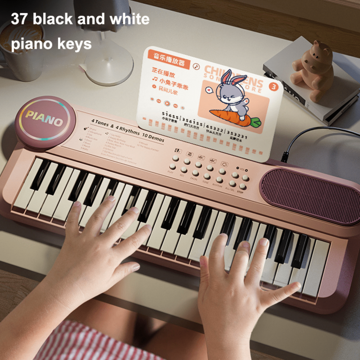 Electric Piano Keyboard for Girls, Portable Music Instruments with Microphone for Kids Christmas Birthday Gifts(Red)