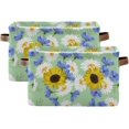 thumbnail image 2 of FREEAMG Sunflower Daisy Storage Basket with Handles Collapsible Storage Bins Canvas Fabric Storage Organizer for Shelves Closet Bedroom Living Room 1Pack, 2 of 7