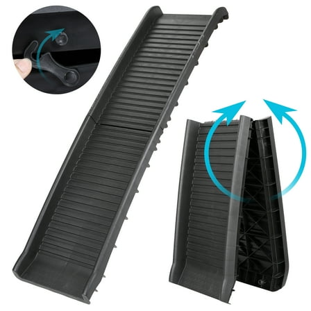 SuperDeal 61" Anti-Skid Pet Dog Ramp Foldable Car SUV Backseat Stair Steps Climb Ladder PP