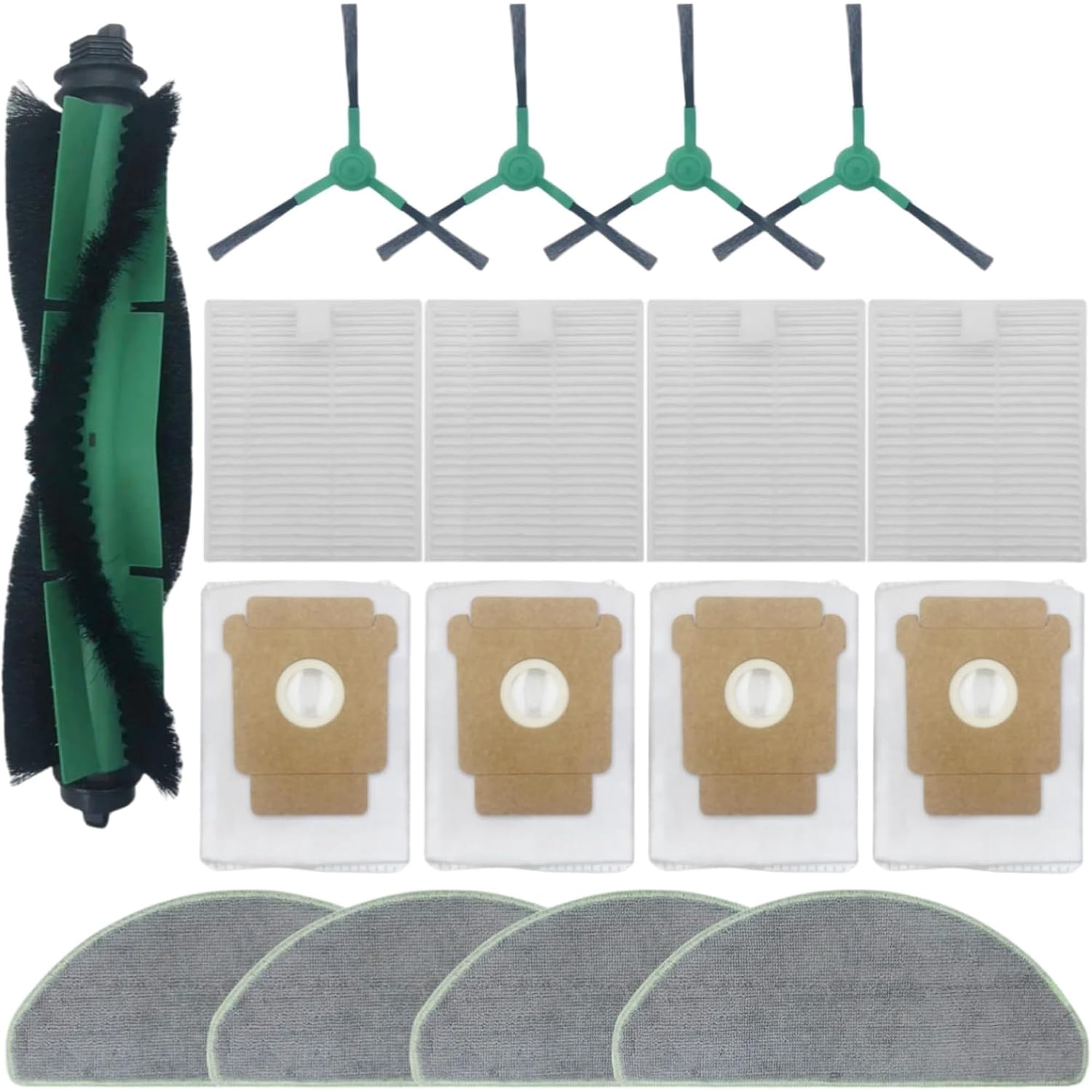 17-Piece Maintenance Kit Compatible with iRobot Roomba 105 Vac, Roller Brush, Side Brushes, HEPA Filters, Mop Cloths, Dust Bags