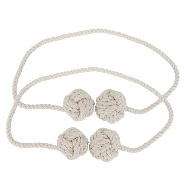 Rope Tieback HandMade Curtain Tiebacks Cotton Holdbacks with Hanging Ball for Living Room Office Decoration