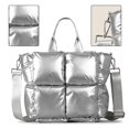 thumbnail image 3 of Bolso Hombro Acolchado para Mujer Bolso Cruzado Informal Hinchado Bolso Compras (plateado), 3 of 9