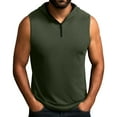 thumbnail image 3 of Men's Casual Sporty Hooded Sleeveless Vest, Breathable Solid Color Pullover for Spring Fall, Layering Piece,Army Green,L, 3 of 5