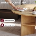 thumbnail image 3 of Gelloan 47" Modern Coffee Table,Oval Coffee Table,Double-layer Coffee Table with Sturdy Pedestal for Apartment,Living Room,Bedroom,Natural, 3 of 7