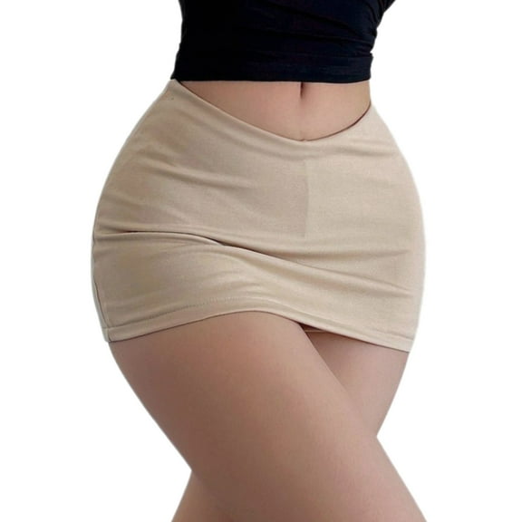 lanema Low V Waist Bodycon Mini Skirt Summer Miniskirt Built in Shorts Casual Slimming Short Skirt for Women Girls