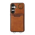 thumbnail image 7 of Wallet Back Case for Samsung Galaxy S24 with Wrist Strap, Stylish Magnetic Card Holder Finger Ring Kickstand PU Leather Lanyard Shockproof Slim Phone Case for Samsung Galaxy S24, Brown, 7 of 7