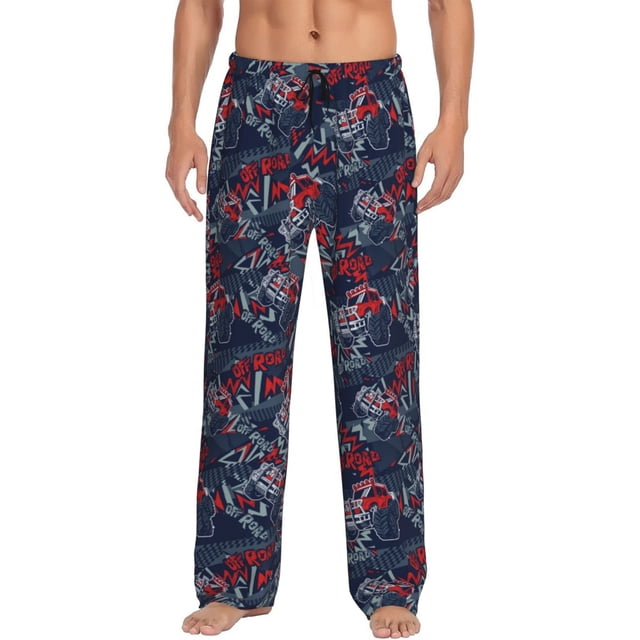 Fotbe Cool Red Off-Road Vehicle Pantalones de Pijama para Hombre, Pantalones de Dormir, Pantalones de Casa con Cintura Ajustable y Bolsillos-Small