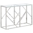 thumbnail image 1 of vidaXL Console Table Silver Stainless Steel and Tempered Glass, 1 of 5