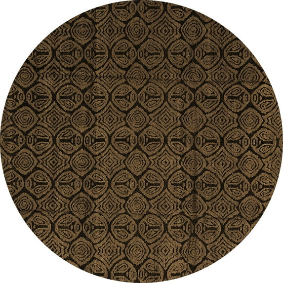 Ahgly Company Indoor Round Abstract Brown Modern Area Rugs, 6' Round