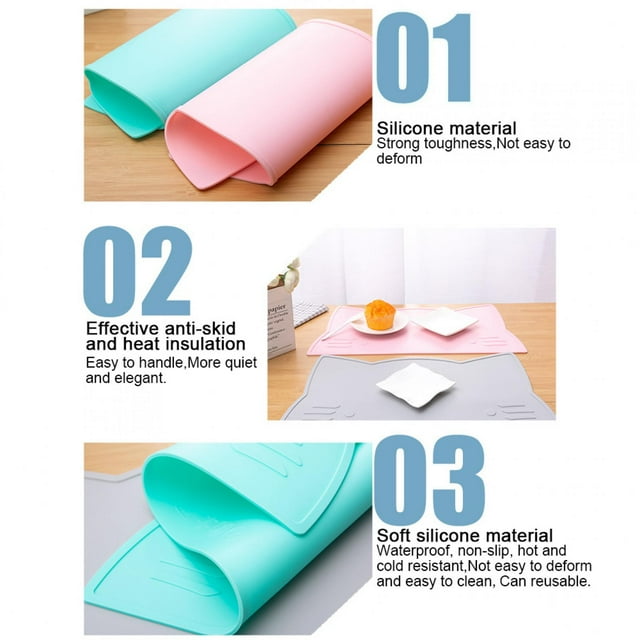 Ensemble de Table en Silicone pour Bébé, Ensemble de Table à Succion, Tapis Antidérapant en Silicone Robuste pour Maison Hôtel