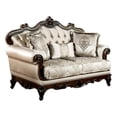 thumbnail image 2 of Vera Loveseat, Tufted Beige, Rolled Arms, Cherry Brown Solid Wood, 70 Inch, 2 of 7