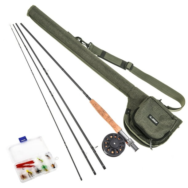Anself 9' Fly Fishing Rod And Reel Combo With Carry Bag 10 Flies Complete Starter Package Fly Fishing Kit Green 28010-Ta7