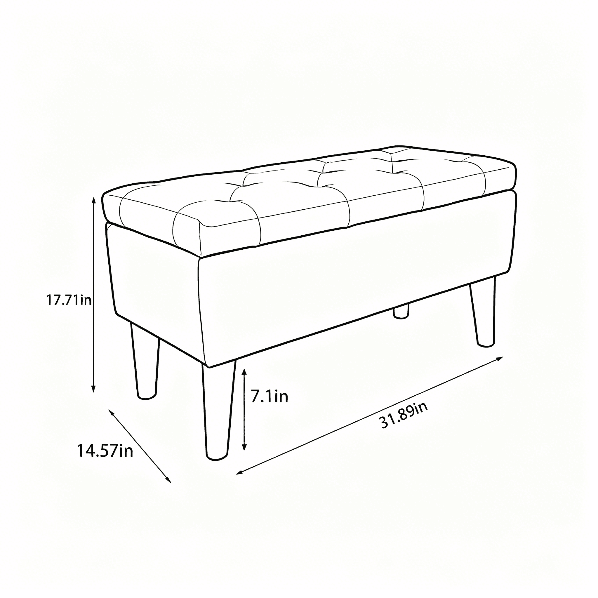 32" Wide Storage Ottoman Bench with Built-in Tray, Square Storage Ottoman for Extra Storage, Upholstered Footrest and End of Bed Bench, Perfect for Living Room, Bedroom, Sitting, Relaxing