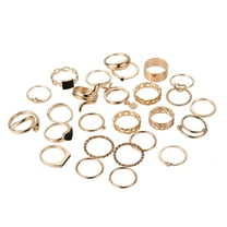 Yesbay 27 Pcs/Set Women Ring Set Multi Shapes Retro Smooth Heart Geometric Adjustable Open Ring Prom Party Daily Lady Finger Jewelry