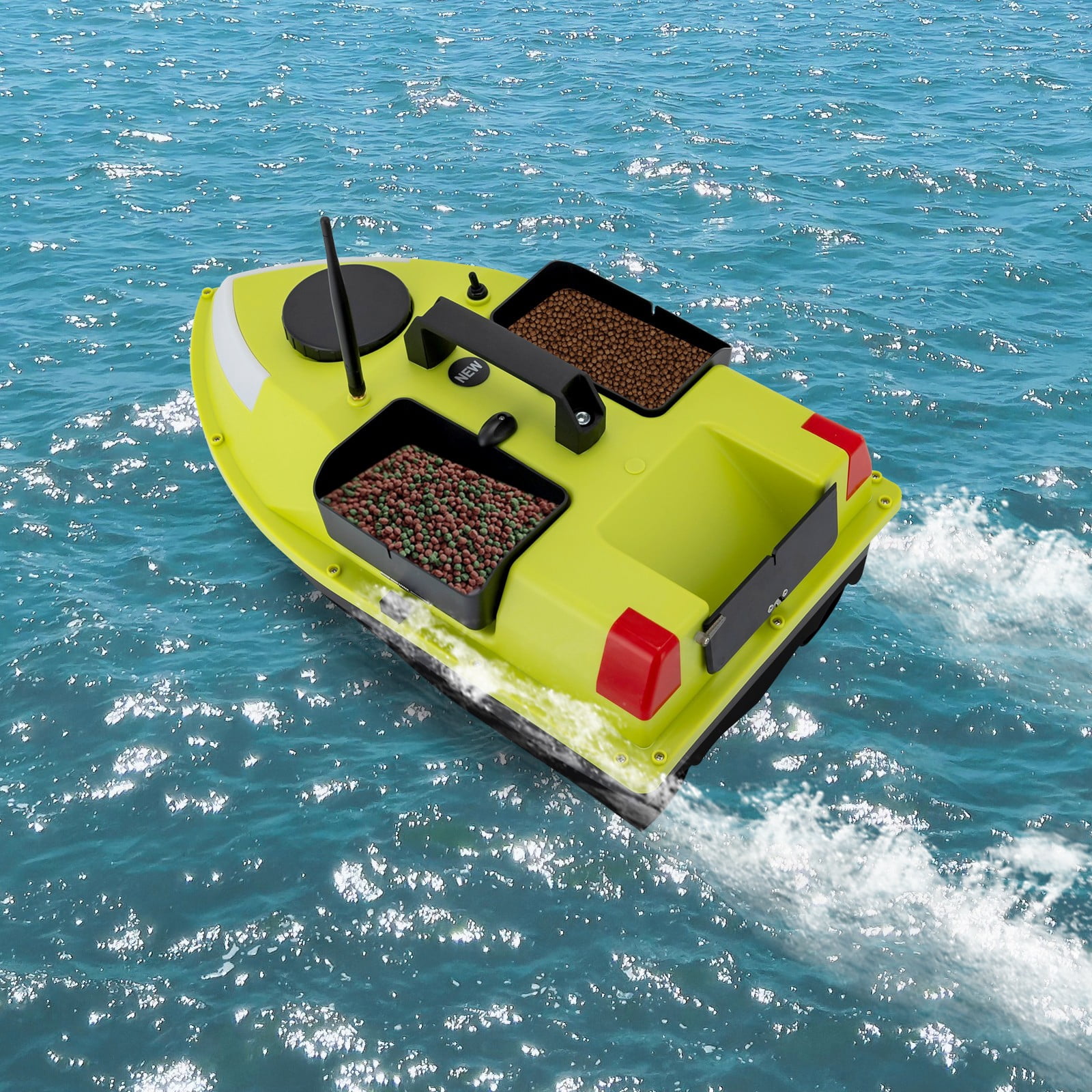 19.69 *9.84*6.69in Green Remote Control Led Fishing Bait Boat Fishing Boat Bait Boat For Surf Fishing