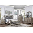 thumbnail image 4 of Cal King Size Bed Antique Formal Look Fabric Tufted HB FB Bed 1pc Set Grey Finish Posts Bed bedroom Furniture, 4 of 4