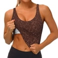 thumbnail image 3 of Picia Dark Brown Glitter Sports Bra for Women,Padded Strappy Sports Bras Medium Support Yoga Bra with Removable Cups,Running Yoga Bra-X-Large, 3 of 9