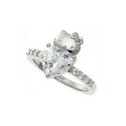 Heart Silver Engagement Ring For Woman 925 Silver 14K White Gold Plated Kitty