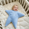 thumbnail image 4 of Dakiuu Soft Star Crochet Newborn Swaddle Knitted Baby Wrap with Button Gift for Infant 0‑6 Months 65cm/25.6", 4 of 6