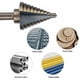 thumbnail image 2 of Juego de brocas escalonadas, de acero de alta velocidad recubierto de titanio con punta partida para un procesamiento versátil de orificios en metal, madera y plástico, 5 piezas, incluido unibit de, 2 of 5