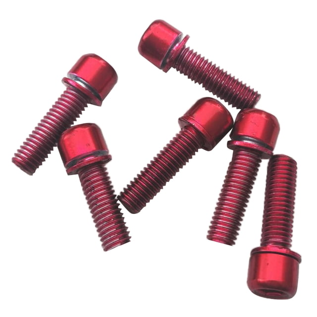6 tornillos hexagonales de acero al carbono para manillar de bicicleta de carretera MTB (rojo)