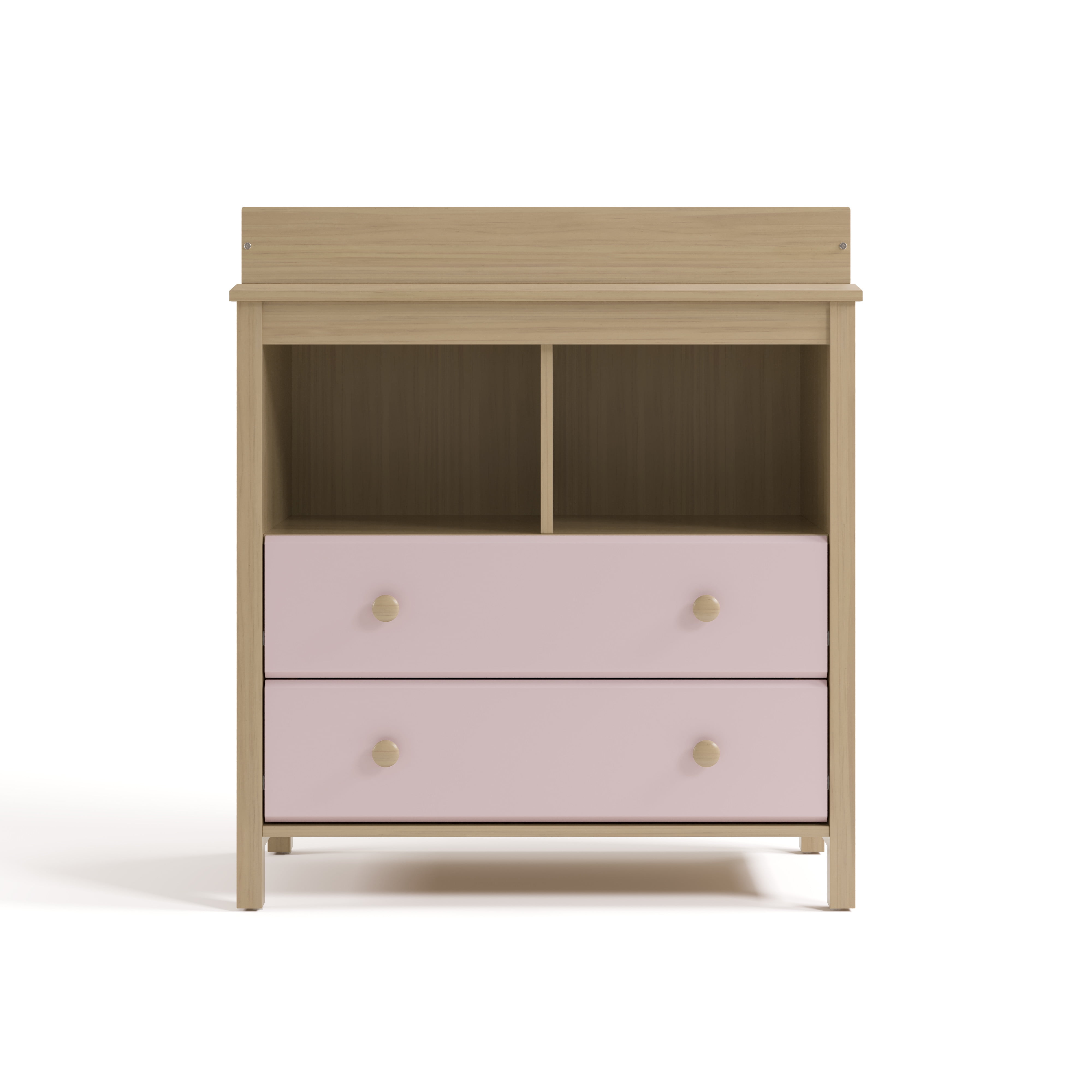 Storkcraft Alpine 2-Drawer Infant Changing Table Dresser, Driftwood with Blush