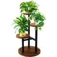 thumbnail image 1 of Soporte para plantas, 3 niveles, para interiores, soporte de madera y metal, múltiples, para esquinas, estante escalonado, para plantas y flores, para sala de estar, recámara, color marrón, 1 of 7