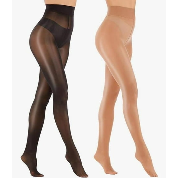 Women's Super Sexy Shiny Sheer Control Top Footed Tights Silk Stockings Ultra Shimmery High Waist Pantyhose