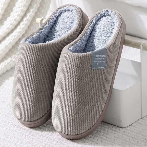 Men Fuzzy Slippers Soft Sole Plush Warm House Slippers Mens For Men House Warm Slip Soft Flop Slippers Flip On Shoes Slippers Men's Slipper Brown CN:44-45/US:12