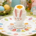 thumbnail image 5 of YingYouFu Easter Ceramic Ornaments Egg Carrying Rabbits Egg Cup Home Decorations Party Props Rabbit Figurine with Egg Holder for Table Pink, 5 of 6