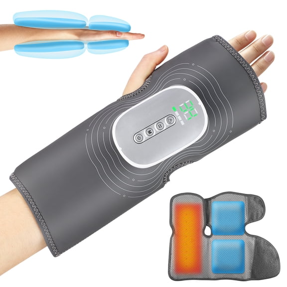 Hand Massager with Heat and Compression, Dual Airbag Forearm Massager with 4 Heat Levels&4 Intensity Levels, Cordless Hand Massager with 3 Massage Modes for Relax