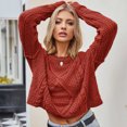 thumbnail image 6 of Lovskoo Sweaters for Women Trendy Casual Long Sleeve Round-Neck Solid Ladies Warmth Tops Blouse Red, 6 of 8