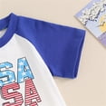thumbnail image 6 of EnJoCho Boys' Color Matching Short Sleeved Shorts Suit USA Printing Casual Two Piece Suit Pure Cotton Comfortable Casual Sports Toddler Boy Patriotic Red White Blue Short Sets for July 4th, 6 of 8