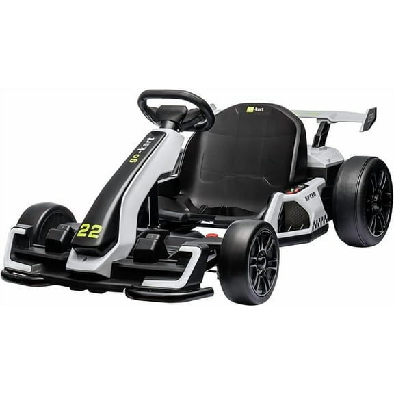 K61 Go Kart Electric Drift Kart with Length Adjustable Seat, 24V Outdoor Ride on Toy with 4 Speed Mode, RC Car for Kids 6-12 Years Old, Fast 300W Motor, 8.5 MPH, Bluetooth