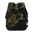 thumbnail image 4 of Temple Fish Garden Japanese Backpack Casual College Bag Zipper Laptop Daypack Hiking Rucksack Travel, 4 of 5