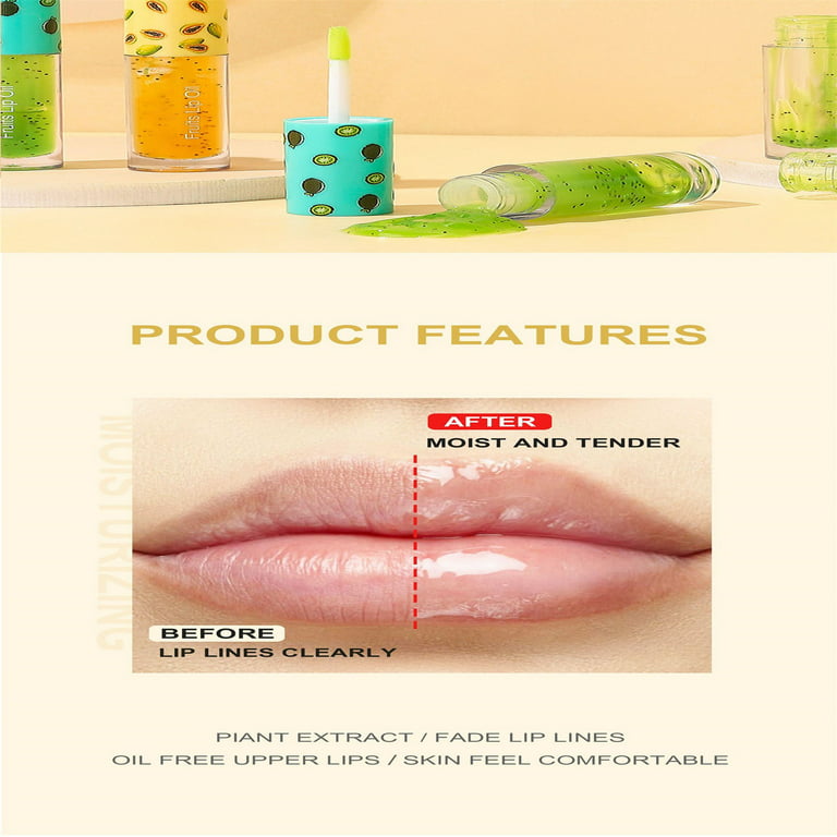 HIBRO Vegan Lip Gloss Flavoring Glitter Lip Topper Fruit Series Lip Oil  Glass Lip Moisturizing Transparent Lip Gloss Exfoliating Lip Balm  Lightenings Lip Lines 5ml 
