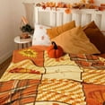 thumbnail image 2 of Fall Blanket, Orange Thanksgiving Fall Pumpkin Plaid Maple Leaf Blanket, Flannel Soft Warm Cozy Blanket for Sofa and Chair 50x60inch, 2 of 4