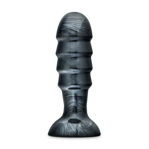 Eden Jet - PVC Bruiser Anal Plug, Large Ribs, Suction Base, Black