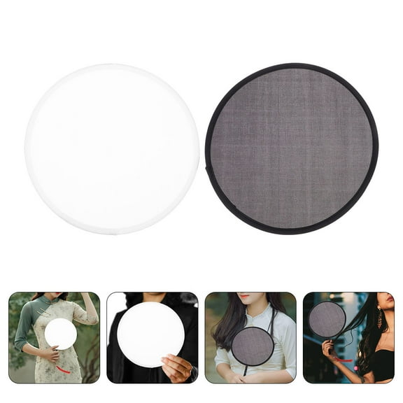 Supvox 2Pcs Folding Round Fan Lightweight and Portable Handheld Fan Perfect for Home and Office